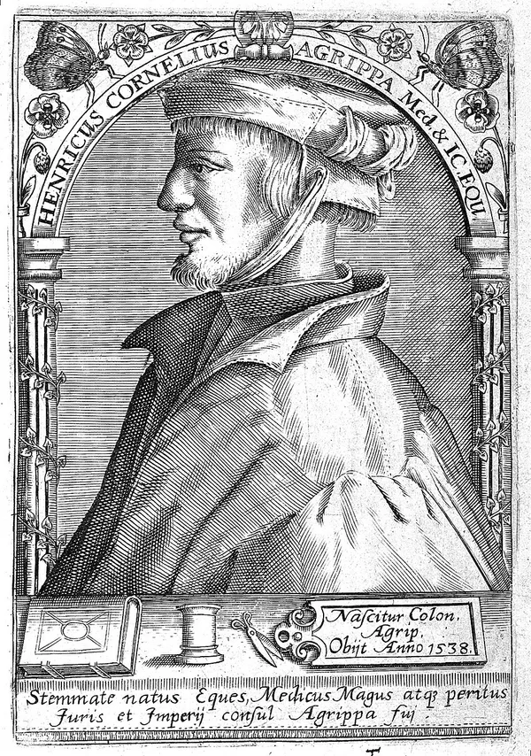 Historical engraved portrait of Heinrich Cornelius Agrippa